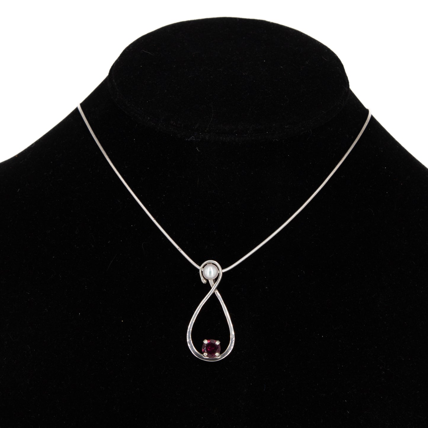 Sterling Silver Pendant with Rhodolite, Garnet, and Pearl