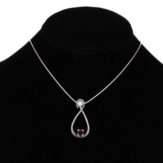 Sterling Silver Pendant with Rhodolite, Garnet, and Pearl