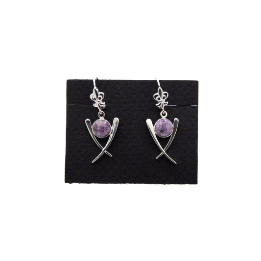Sterling Silver Dangle Earrings with Charoite – C212185