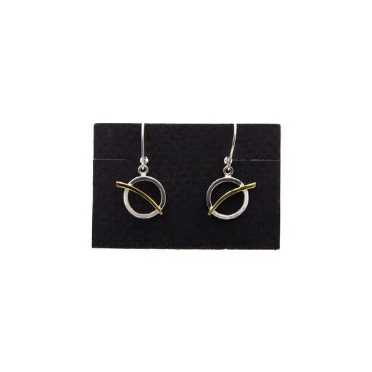 Sterling Silver and Brass Dangle Circle Earrings – Br04286