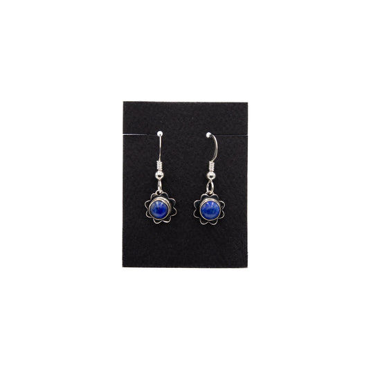 Sterling Silver Flower Earrings with Lapis – L661134