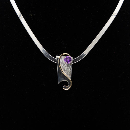 Sterling Silver & 14kt Pendant with Amethyst - 0616320