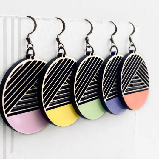 Dipped Metric + Maple Wood Drop Earrings