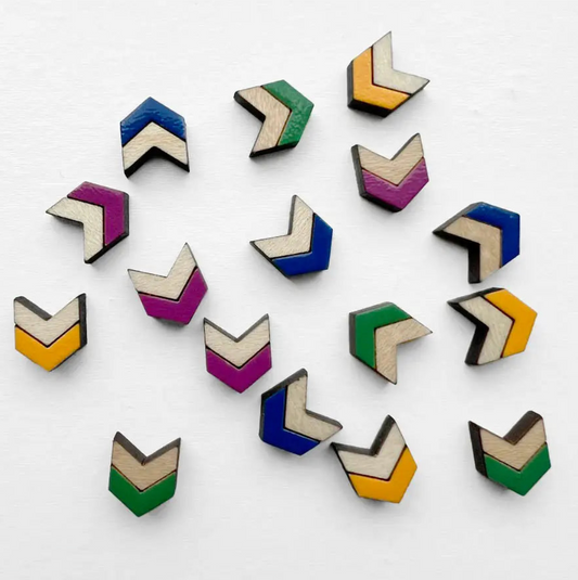 Chevron Wood Stud Earrings