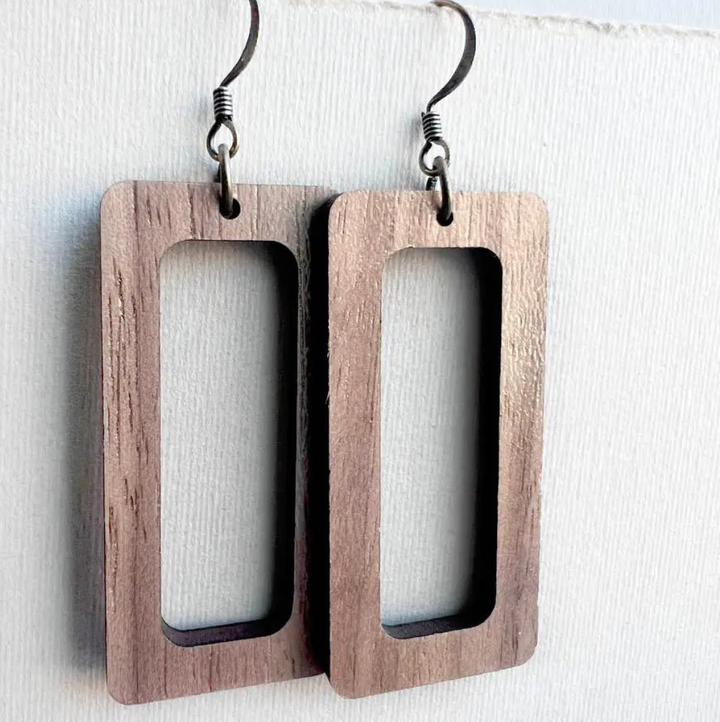 Big Wood Drop Earrings