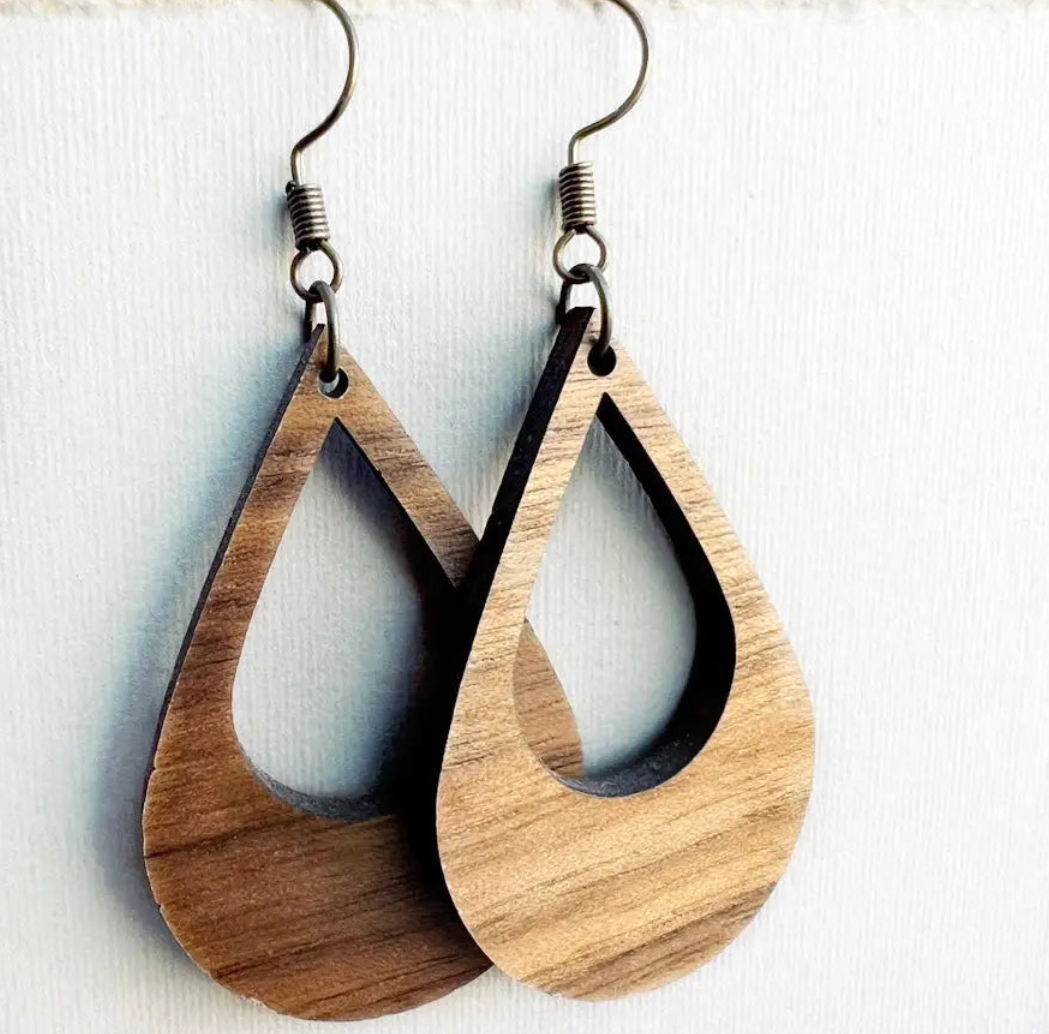 Big Wood Drop Earrings