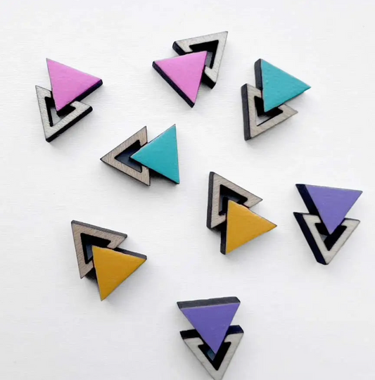 Double Triangle Wood Stud Earrings