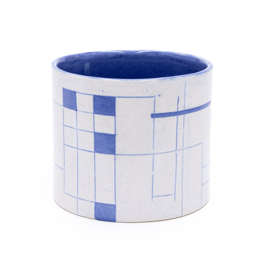 Short Light Blue Grid Cups