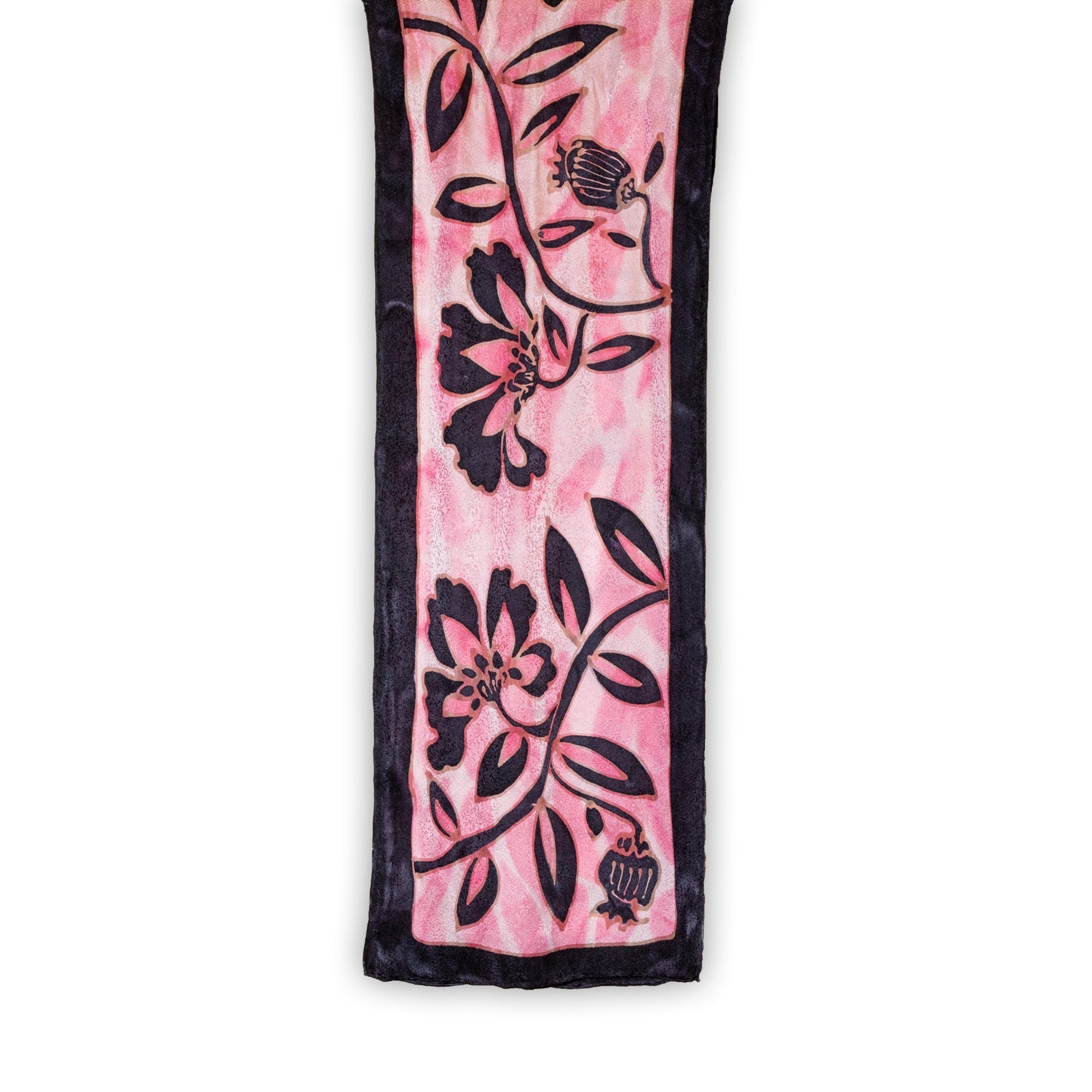 Jacquard Pink & Black Floral Scarf