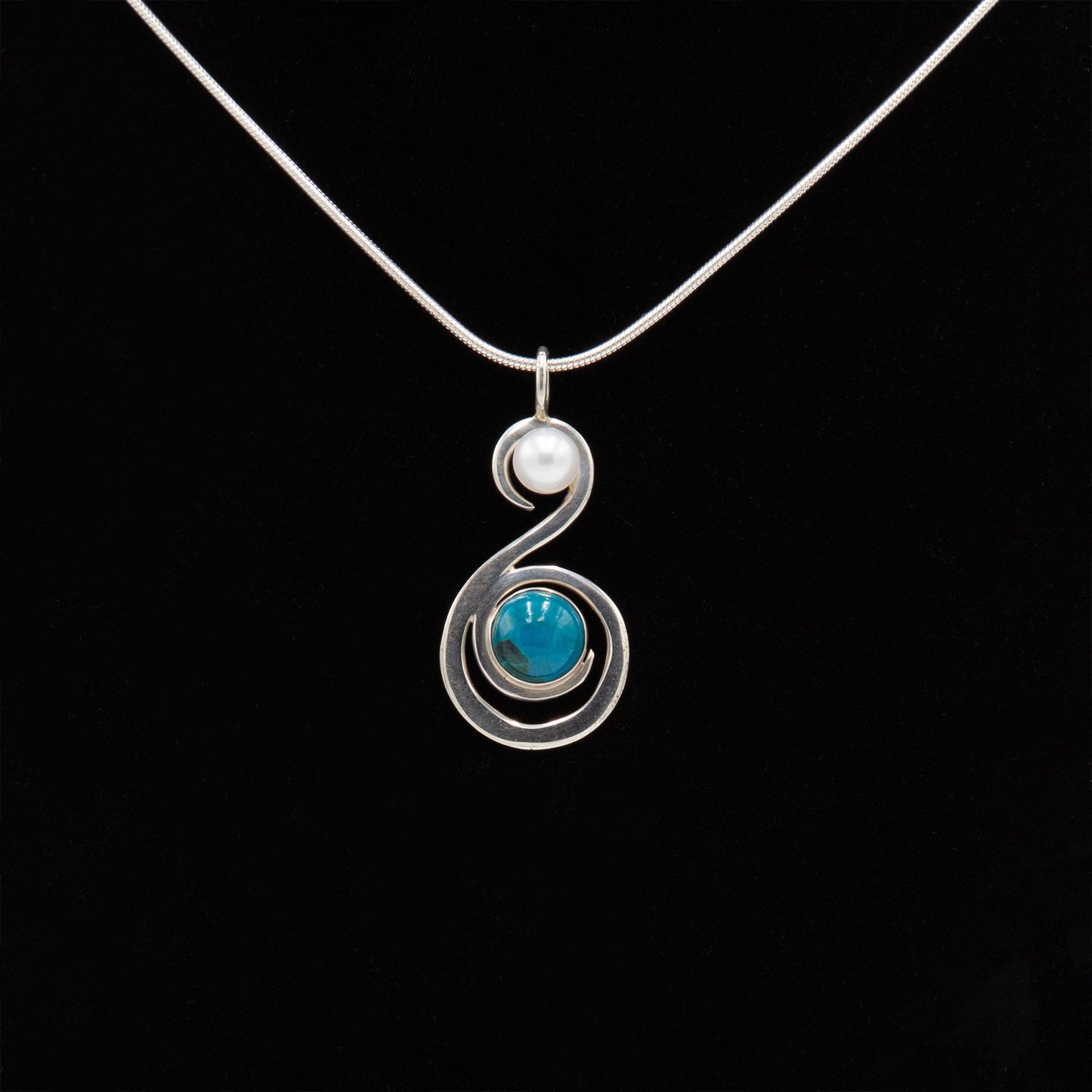Sterling Pendant w/ Pearl & Chrysocolla Necklace