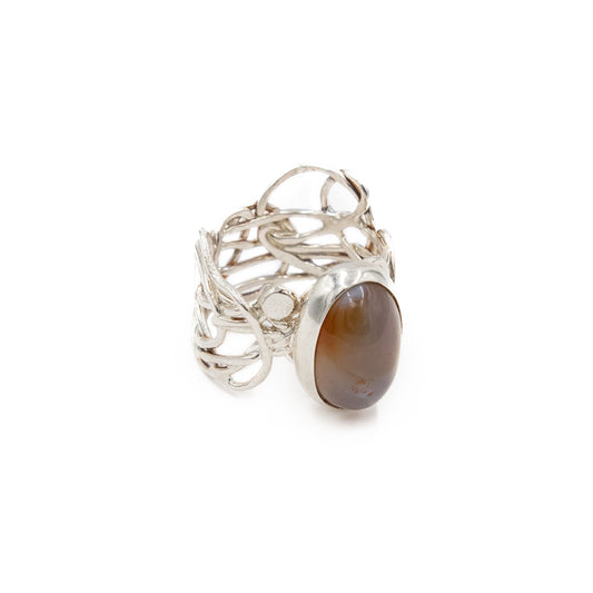 Sterling Silver Agate Scribble Ring