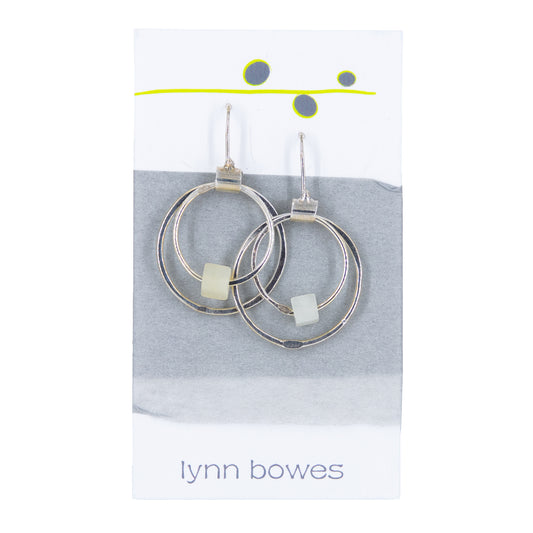 Sterling Silver Earrings: Double Loop with Cube