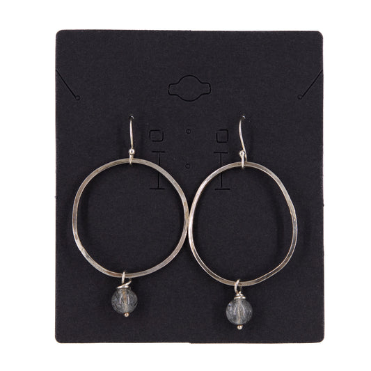 Sterling Silver Earrings: Hippie Circles with Rutilated Quarta