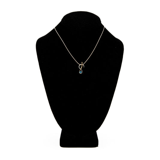 18" Sterling Silver Necklace and 14K Gold with Blue Topaz