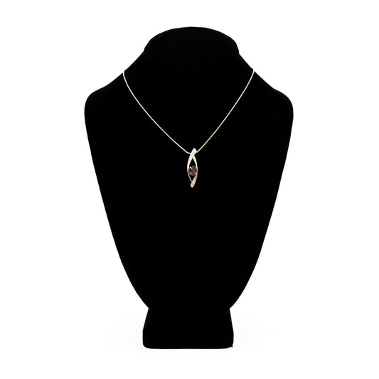 18" Sterling Silver Snake Chain Necklace w/Rhodolite Garnet