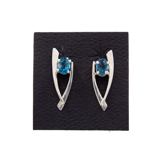 Sterling Silver and London Blue Topaz Earrings