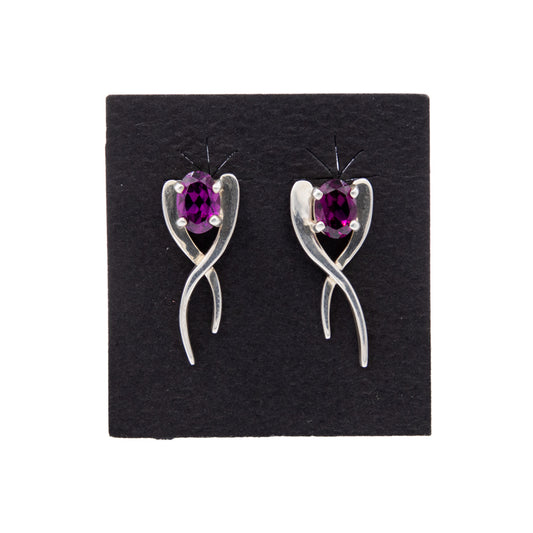 Sterling Silver and Rhodalite Garnet Earrings