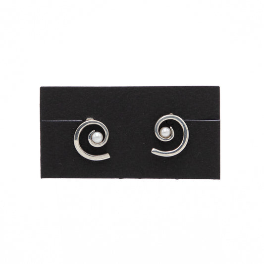 Sterling Spiral & Pearl Earring