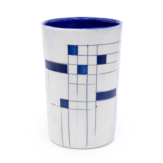 Tall Blue Grid Cup