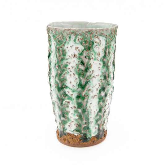 Tall Green and White Cup
