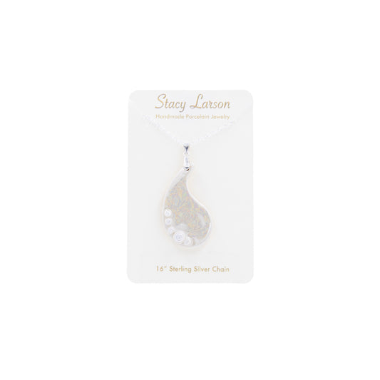 Teardrop pearl CZ Silver Necklace