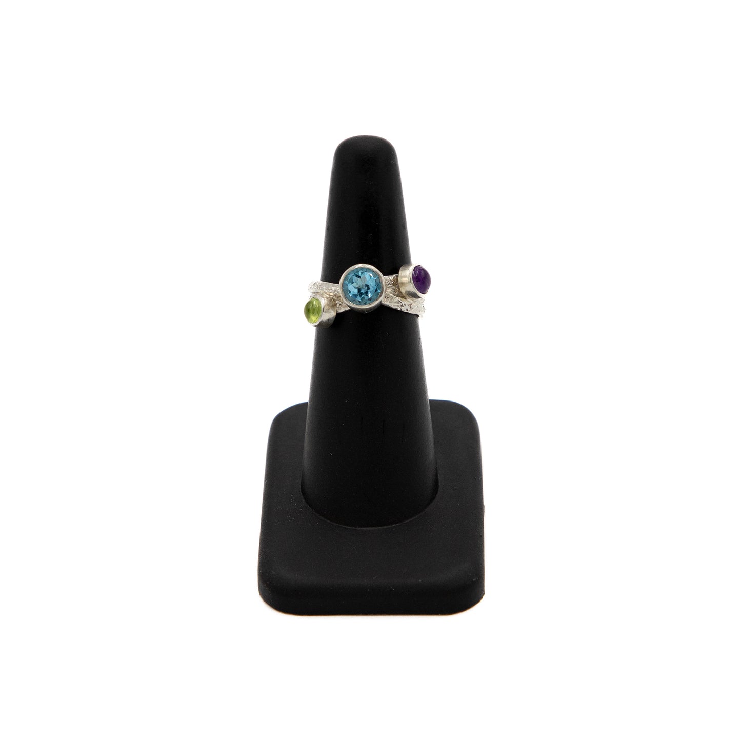 Trifinity Blue Topaz, Amethyst & Peridot Ring