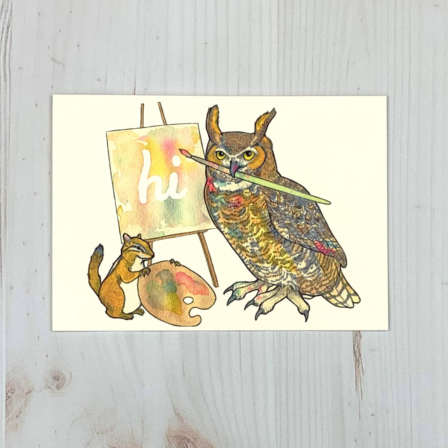 Artist Owl 5x7" Notecard