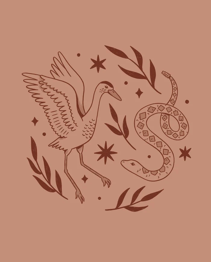 Crane and Snake Print