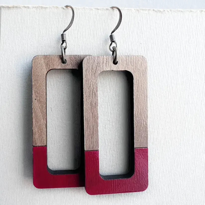 Dipped Kate + Walnut Wood Drop Earrings