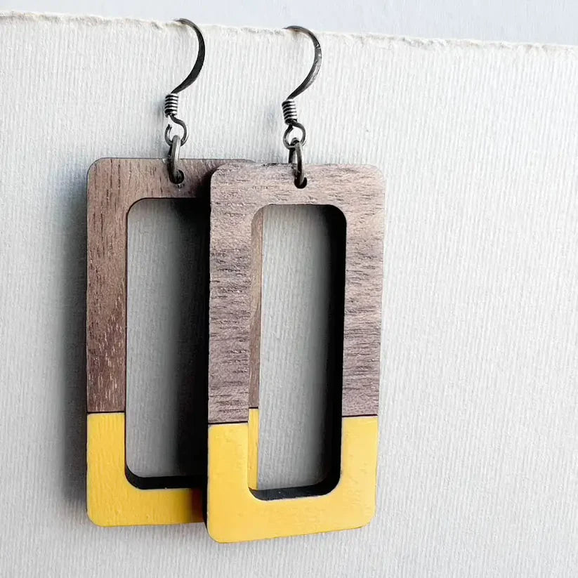 Dipped Kate + Walnut Wood Drop Earrings