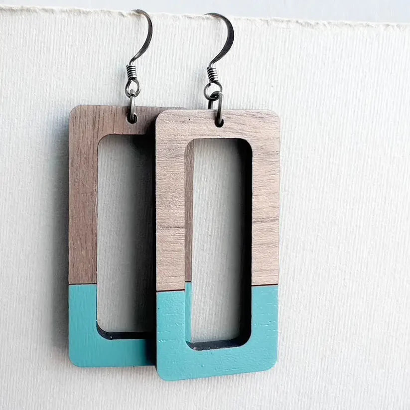 Dipped Kate + Walnut Wood Drop Earrings