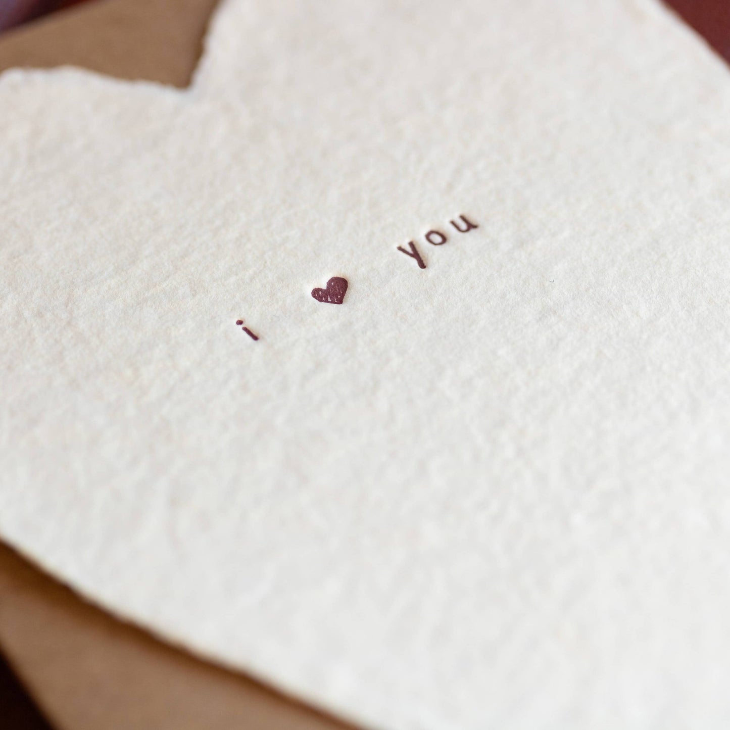 I Love You Greeted Heart Handmade Paper Letterpress Card: Box of 6