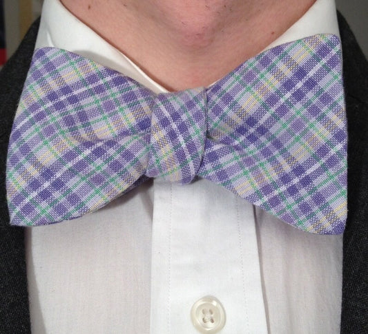 Pastel Purple Plaid Bow Tie