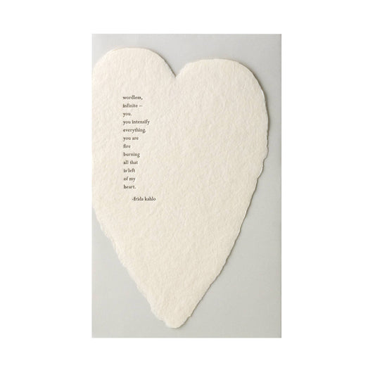 Kahlo Quote Deckled Heart Handmade Paper Letterpress Card