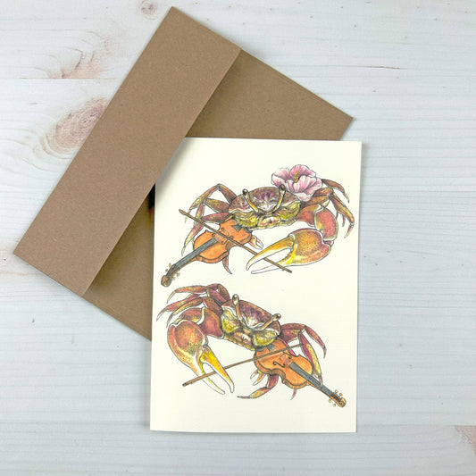 Fiddler Crabs card - 5x7 blank notecard