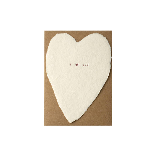 I Love You Greeted Heart Handmade Paper Letterpress Card: Box of 6