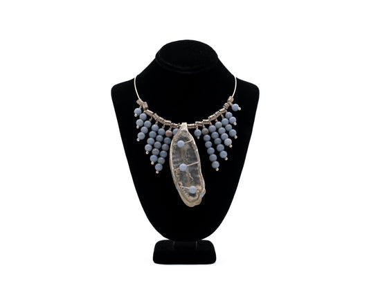 Silver Shell Angelite Necklace