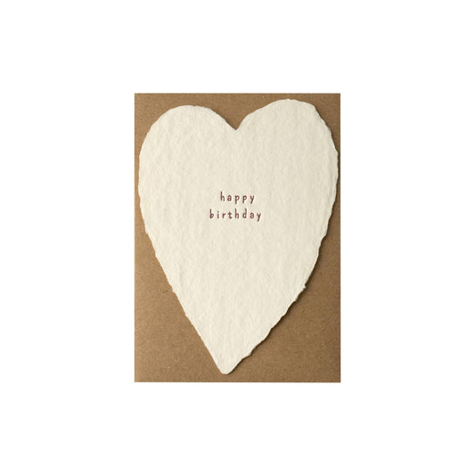 Happy Birthday Greeted Heart Handmade Paper Letterpress
