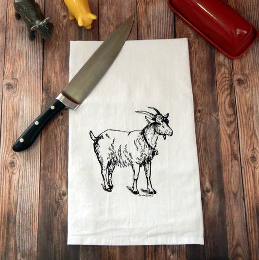 Goat Flour Sack Tea Towel: Black